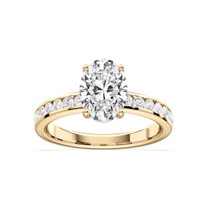 Candice Oval Lab Grown Diamond Channel Set Hidden Halo Engagement Ring