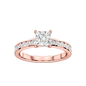 Candice Princess Lab Grown Diamond Channel Set Hidden Halo Engagement Ring