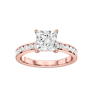Candice Princess Lab Grown Diamond Channel Set Hidden Halo Engagement Ring