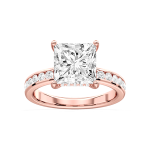 Candice Princess Lab Grown Diamond Channel Set Hidden Halo Engagement Ring