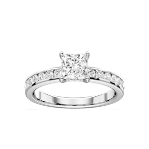 Candice Princess Lab Grown Diamond Channel Set Hidden Halo Engagement Ring