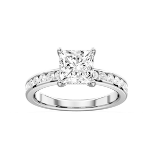 Candice Princess Lab Grown Diamond Channel Set Hidden Halo Engagement Ring