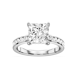 Candice Princess Lab Grown Diamond Channel Set Hidden Halo Engagement Ring