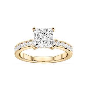 Candice Princess Lab Grown Diamond Channel Set Hidden Halo Engagement Ring