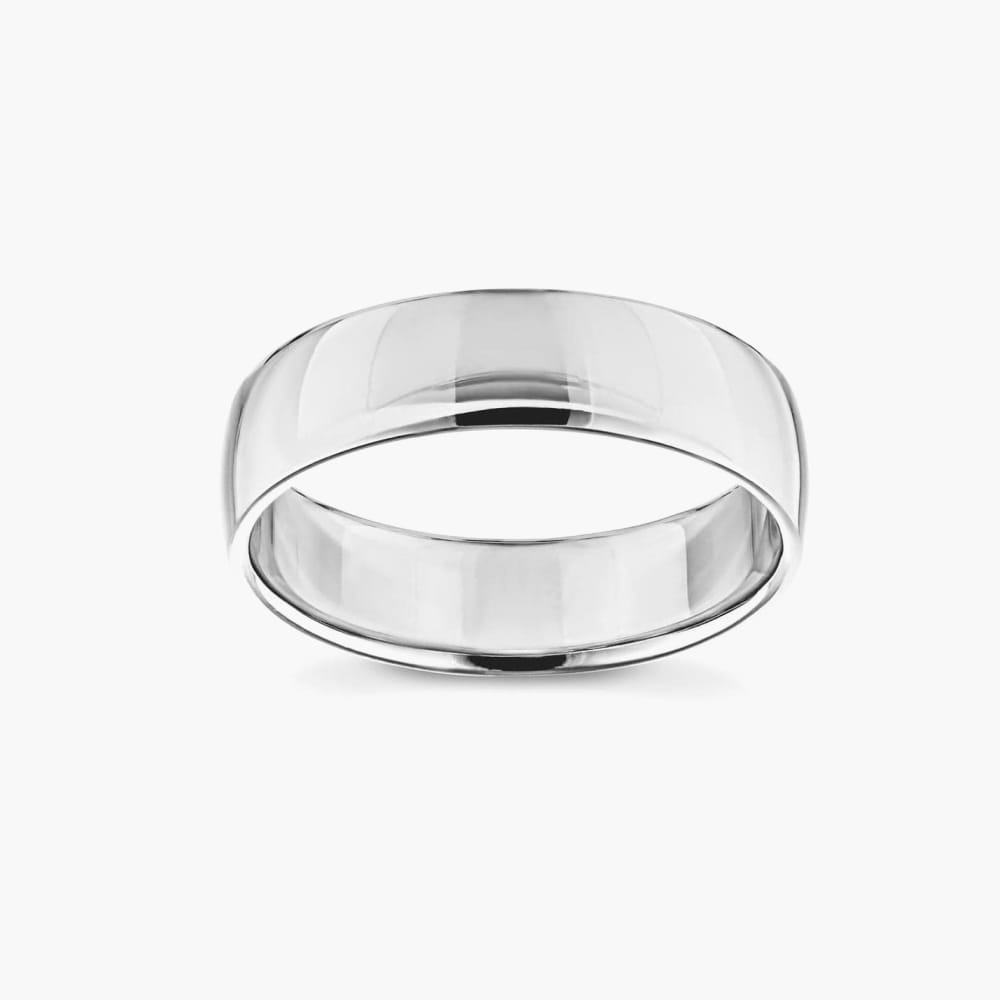 Canyon 6.00mm Satin Hammered Wedding Band in 14K White Gold - Size 8.5