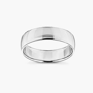 Canyon 6.00mm Satin Hammered Wedding Band in 14K White Gold - Size 8.5