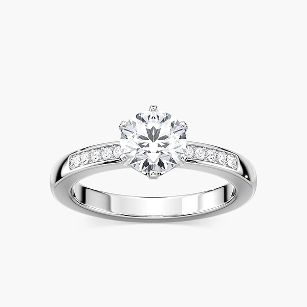 Carmen Round Lab Grown Diamond ChannelSide Stone Engagement Ring