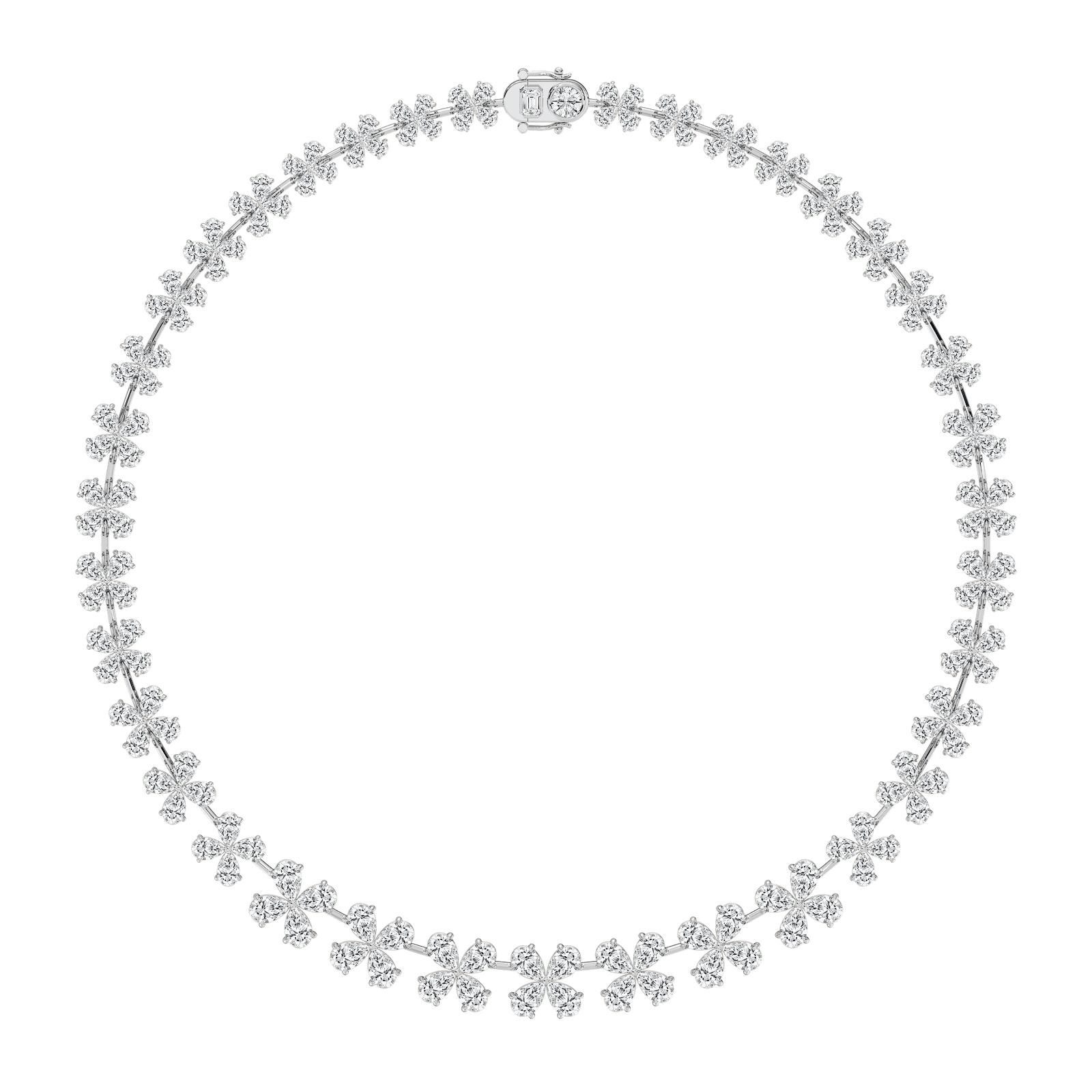 Cascading Pear Diamond Collar Necklace in Rose Gold
