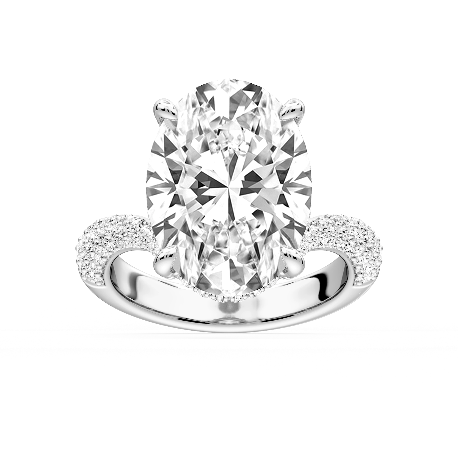Cassandra 11 ctw Oval Lab Grown Diamond Hidden Halo Engagement Ring - Signature Collection