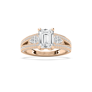 Cassie 3 ¹⁄₆ ctw Emerald Lab Grown Diamond Royal Split Shank Side Stone Engagement Ring