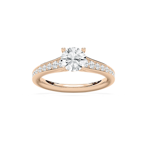 Tiana 1 ¹⁄₃ ctw Round Lab Grown Diamond Channel Set Cathedral Side Stone Engagement Ring
