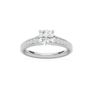 Tiana 1 ¹⁄₃ ctw Round Lab Grown Diamond Channel Set Cathedral Side Stone Engagement Ring