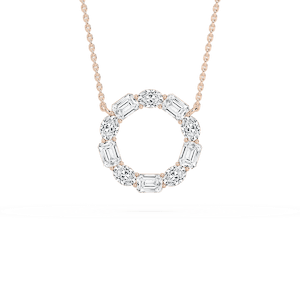 3 ctw Round and Emerald Lab Grown Diamond Celestial Circle Pendant  - 18 Inches