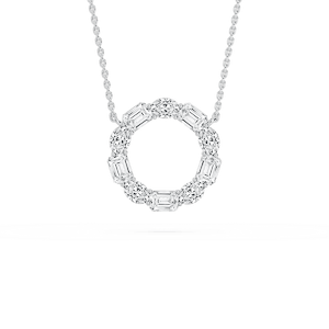 3 ctw Round and Emerald Lab Grown Diamond Celestial Circle Pendant  - 18 Inches
