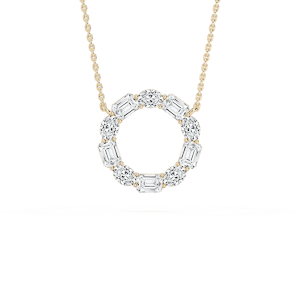 3 ctw Round and Emerald Lab Grown Diamond Celestial Circle Pendant  - 18 Inches