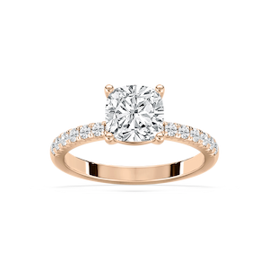 Celine 2 ¹⁄₂ ctw Cushion Lab Grown Diamond French Pave Side Stone Engagement Ring