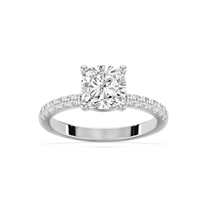 Celine 2 ¹⁄₂ ctw Cushion Lab Grown Diamond French Pave Side Stone Engagement Ring