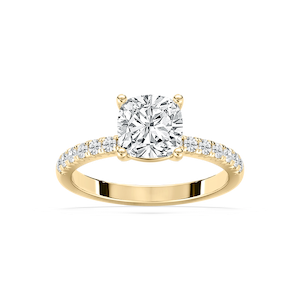 Celine 2 ¹⁄₂ ctw Cushion Lab Grown Diamond French Pave Side Stone Engagement Ring