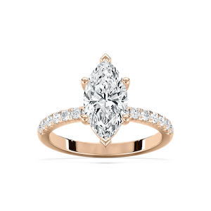 Celine 2 ¹⁄₂ ctw Marquise Lab Grown Diamond French Pave Side Stone Engagement Ring
