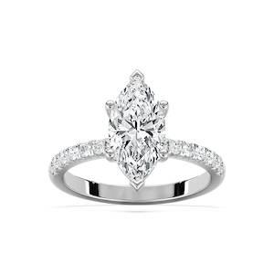 Celine 2 ¹⁄₂ ctw Marquise Lab Grown Diamond French Pave Side Stone Engagement Ring
