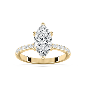 Celine 2 ¹⁄₂ ctw Marquise Lab Grown Diamond French Pave Side Stone Engagement Ring