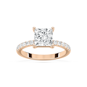 Celine 2 ⅓ ctw Princess Lab Grown Diamond French Pave Side Stone Engagement Ring
