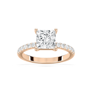 Celine 2 ¹⁄₂ ctw Princess Lab Grown Diamond French Pave Side Stone Engagement Ring