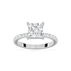 Celine 2 ¹⁄₂ ctw Princess Lab Grown Diamond French Pave Side Stone Engagement Ring