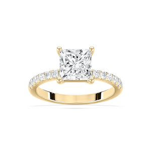 Celine 2 ¹⁄₂ ctw Princess Lab Grown Diamond French Pave Side Stone Engagement Ring