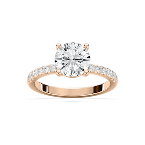 Celine 2 ¹⁄₂ ctw Round Lab Grown Diamond French Pave Side Stone Engagement Ring
