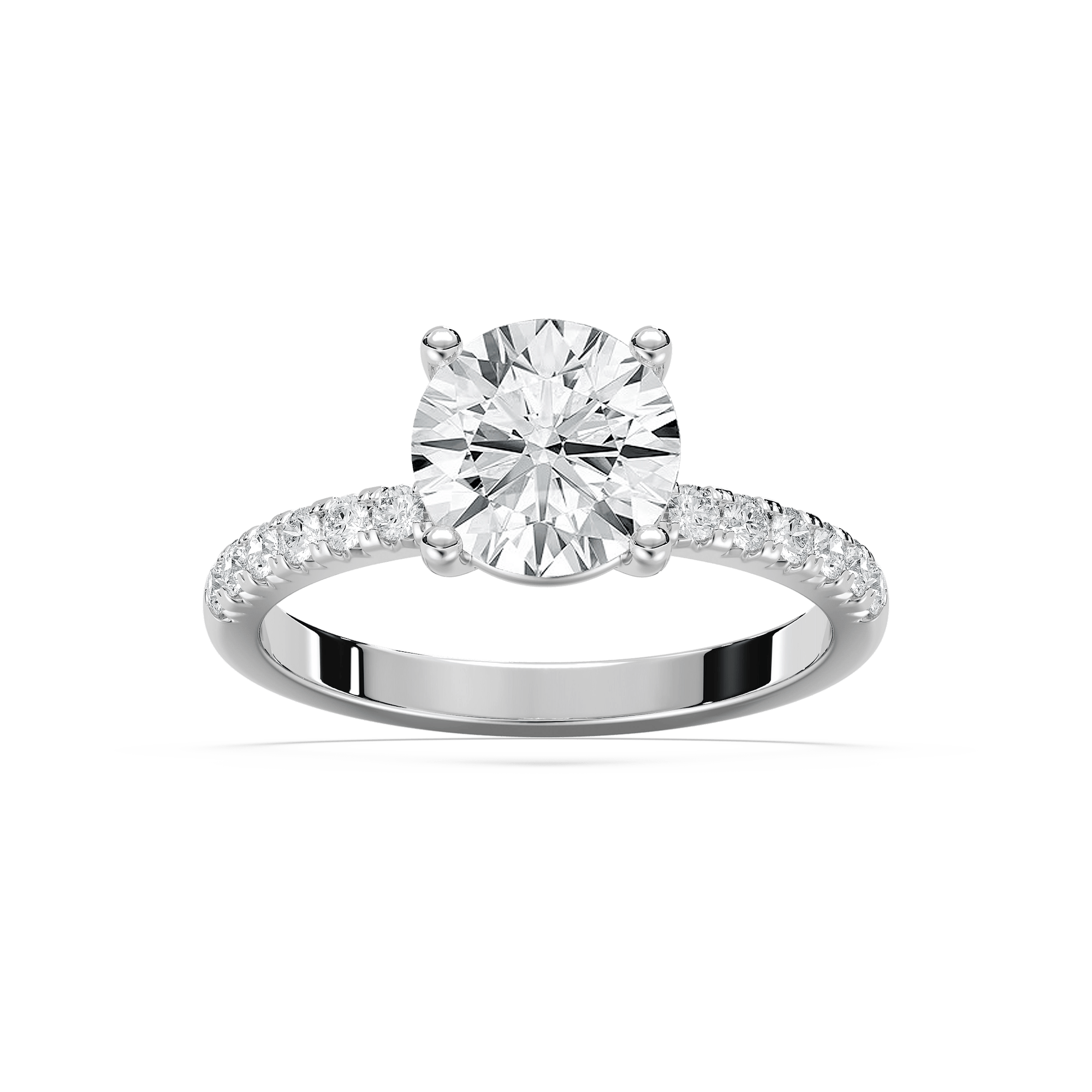 Celine French Pave Round Engagement Ring in Rose Gold