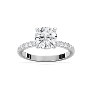 Celine 2 ¹⁄₂ ctw Round Lab Grown Diamond French Pave Side Stone Engagement Ring