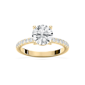 Celine 2 ¹⁄₂ ctw Round Lab Grown Diamond French Pave Side Stone Engagement Ring