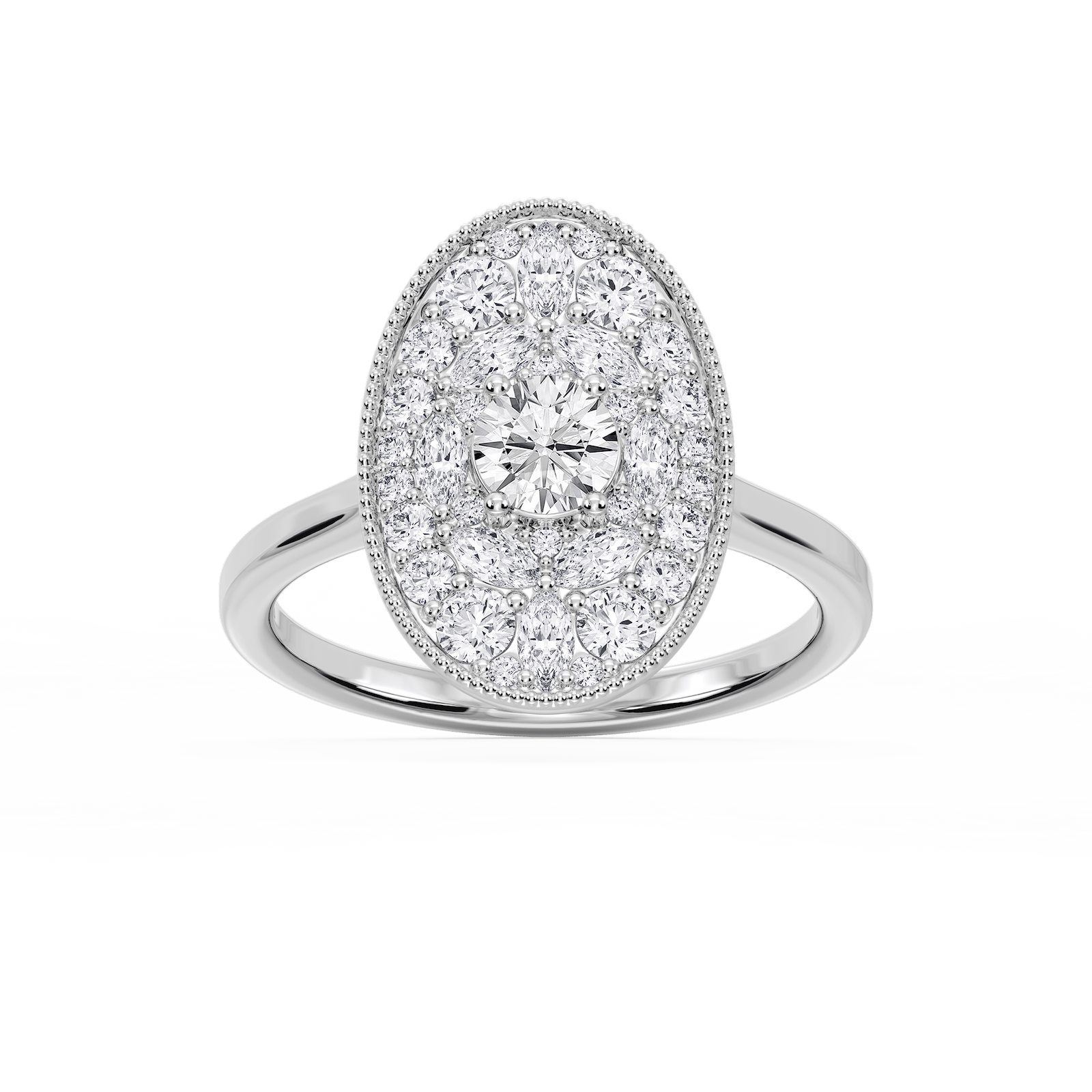 Chandler 1 ⅕ ctw Round and Marquise Lab Grown Diamond Multi Shape Halo Vintage Promise Ring
