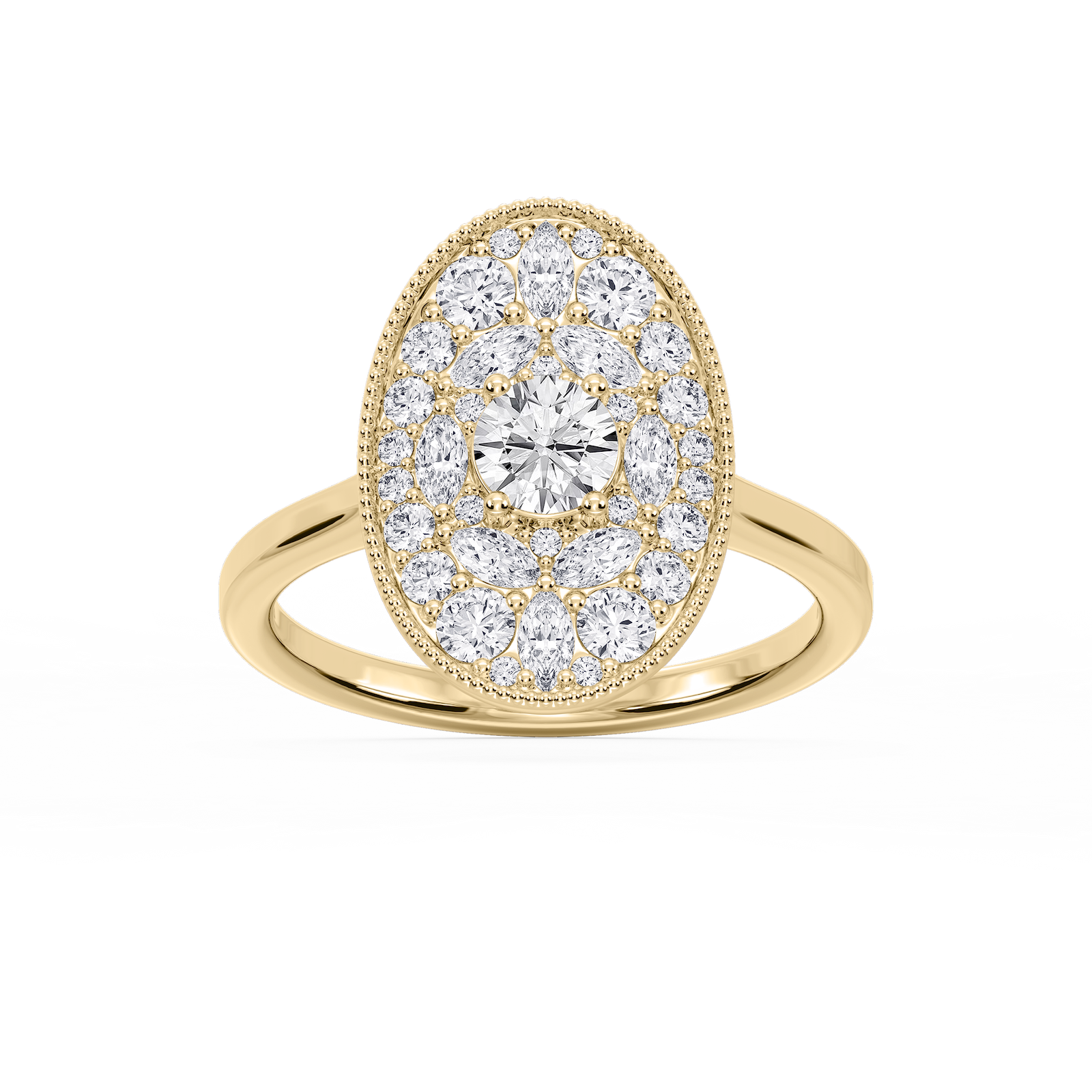 Chandler 1 ⅕ ctw Round and Marquise Lab Grown Diamond Multi Shape Halo Vintage Promise Ring