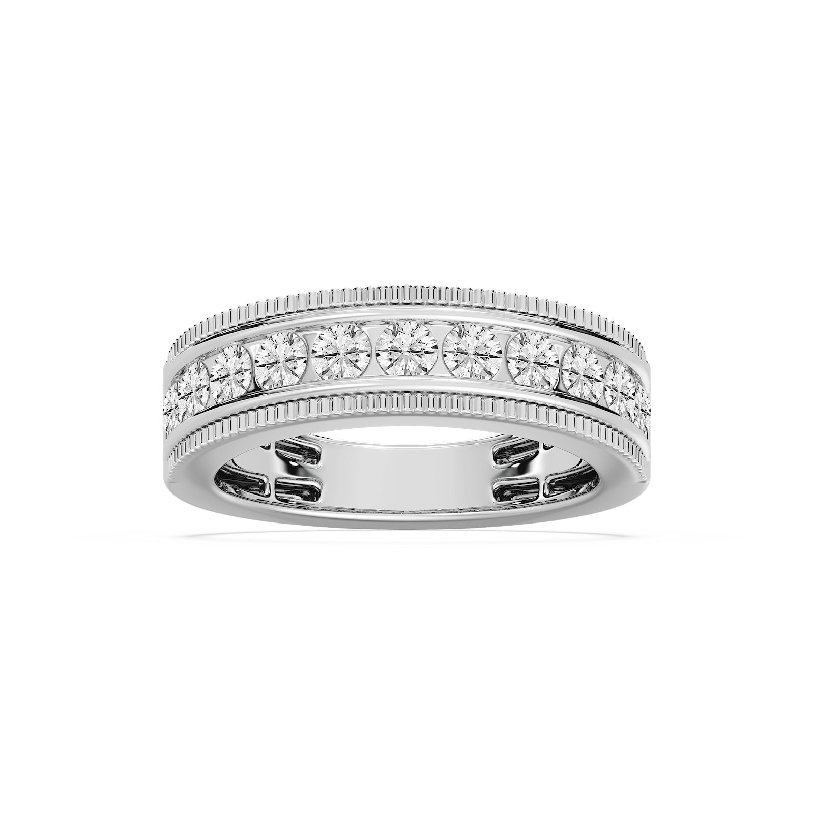 Channel Fluted Wide Band in Rose Gold