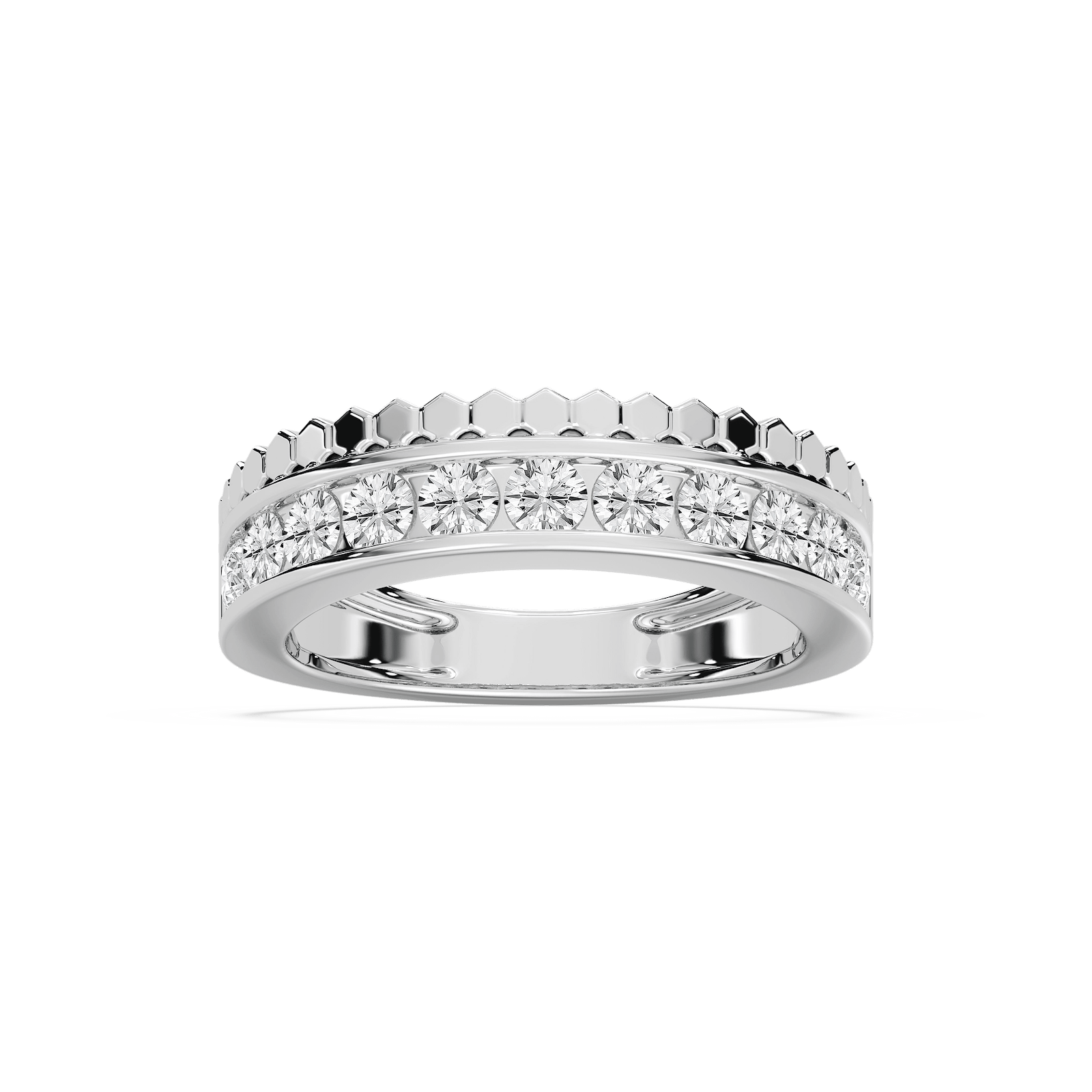 Channel Set Beaded Band in Rose Gold