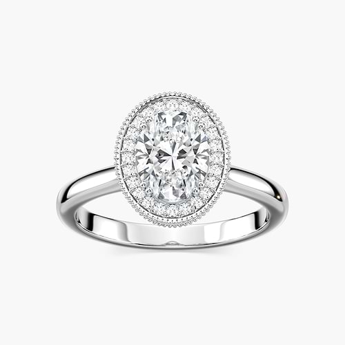 Venise Oval Lab Grown Diamond Milgrain Vintage Halo Engagement Ring