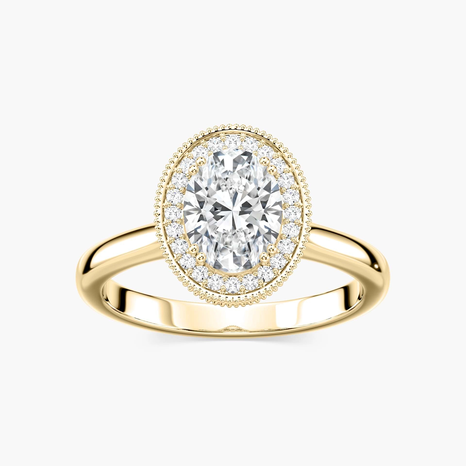 Venise Oval Lab Grown Diamond Milgrain Vintage Halo Engagement Ring