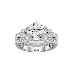 Violette Lab Grown Diamond Milgrain Butterfly and Channel Wedding Set