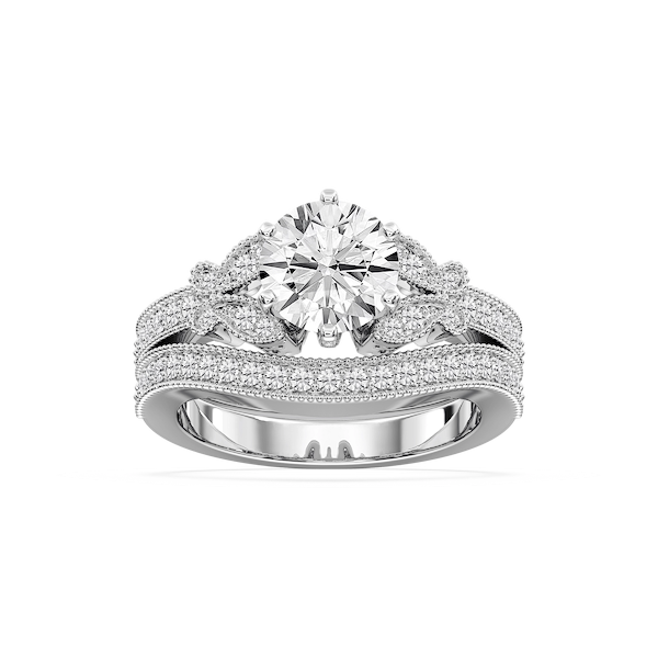 Violette Lab Grown Diamond Milgrain Butterfly and Channel Wedding Set
