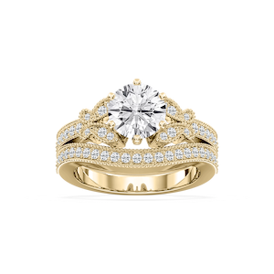 Violette Lab Grown Diamond Milgrain Butterfly and Channel Wedding Set