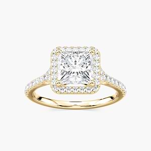 Charlotte Princess Lab Grown Diamond Split Shank Halo Engagement Ring