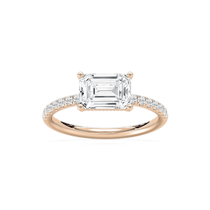 Leona 2 ¹⁄₅ ctw Emerald Lab Grown Diamond East West Side Stone Engagement Ring