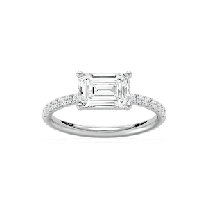 Leona 2 ¹⁄₅ ctw Emerald Lab Grown Diamond East West Side Stone Engagement Ring