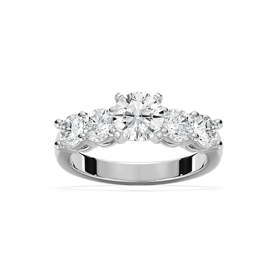 Christine Round Lab Grown Diamond Impact Side Stone Engagement Ring