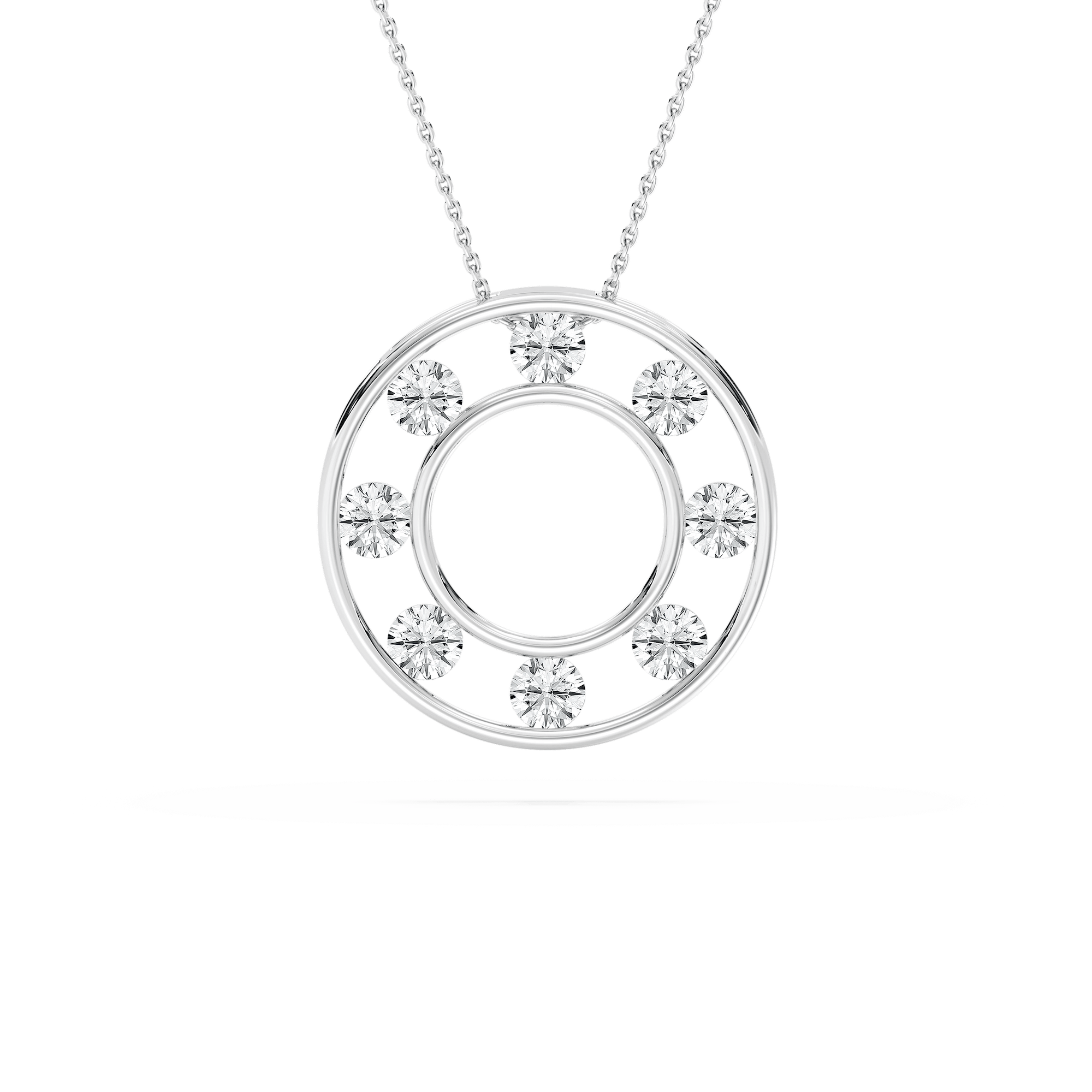 Circle Diamond Pendant Necklace in Rose Gold