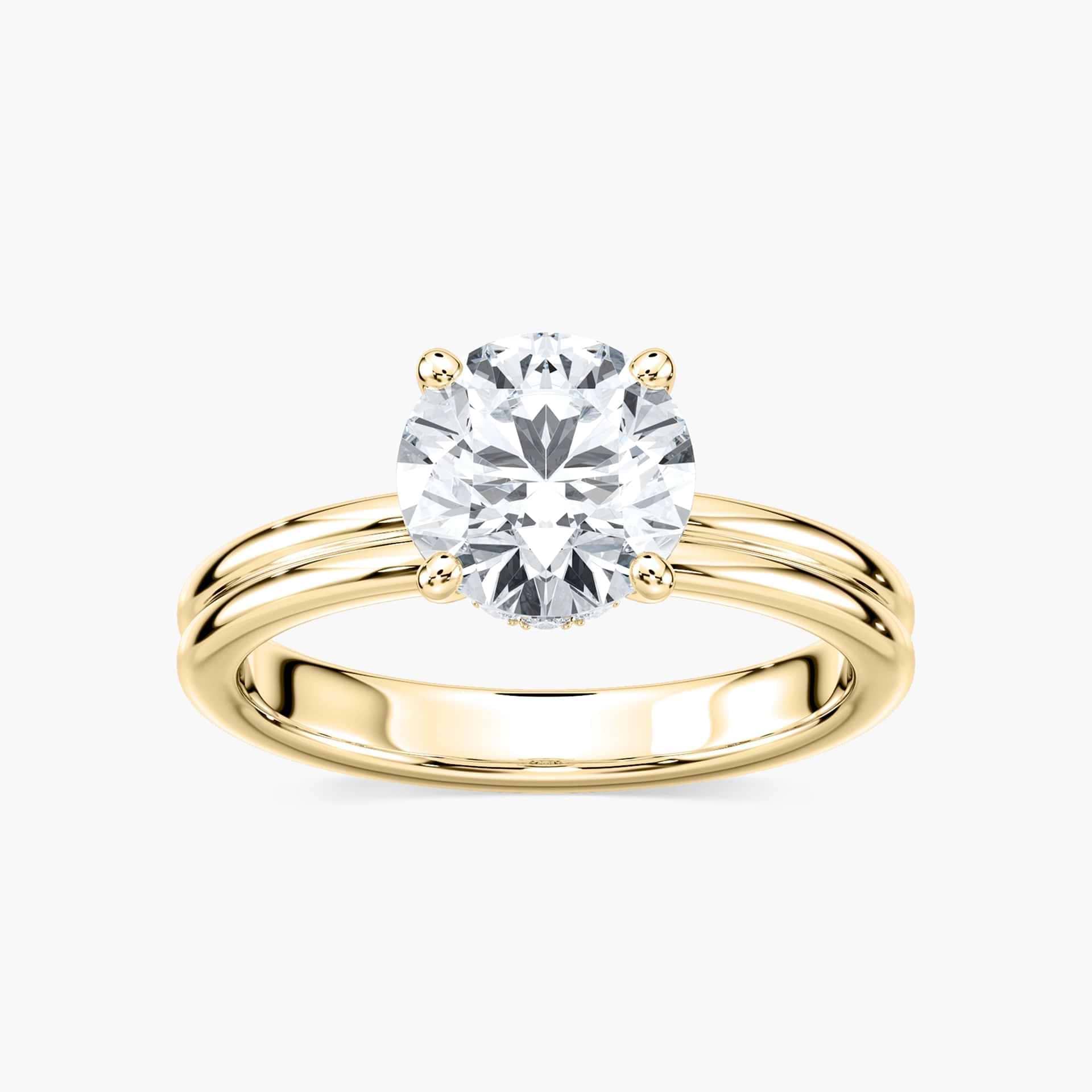 Clara Lab Grown Diamond Double Band Hidden Halo Engagement Ring