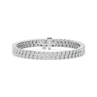 10 ctw Round Lab Grown Diamond Offset Double Row Tennis Bracelet  - 7 Inches