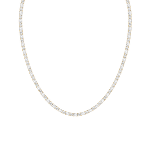 21 ctw Emerald and Round Lab Grown Diamond Classic Tennis Necklace - 18 Inches